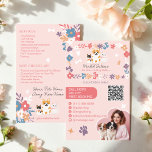 Flyer Passeador de cães bicho de estimação floral gracio<br><div class="desc">Elevem o seu negócio de cuidados com animais de estimação com esta adorável e ilustrada babá de estimação e panfleto de cão. Apresentando um charmoso design de animais de estimação lúdicos cercados por flores brancas em uma paleta de cores totalmente editável, este folheto é perfeito para chamar atenção e mostrar...</div>