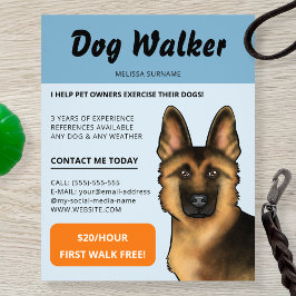 Flyer Passeador de Cães Pastor Alemão Serviço de Passeio