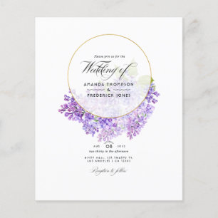 Flyer Pastel Violet e Dourado Casamento Geométrico de He