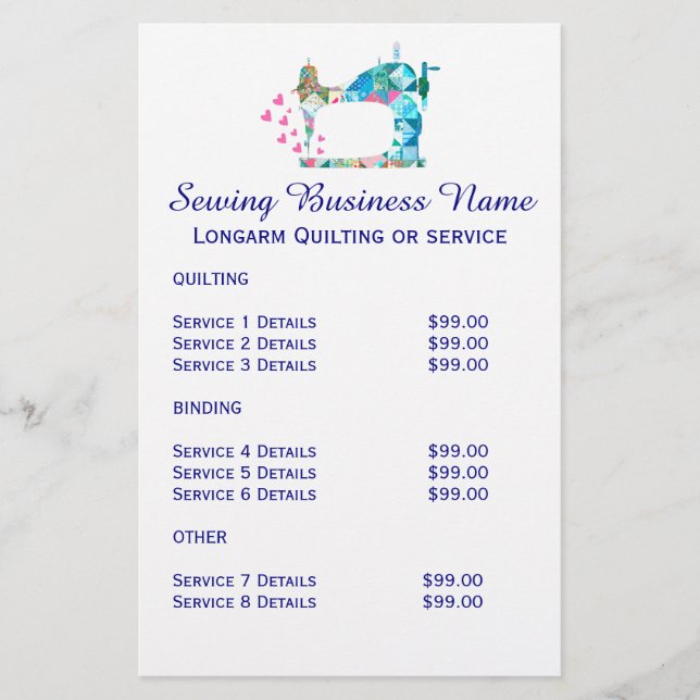 Flyer Patchwork Quilt Sewing Machine Business (Frente)