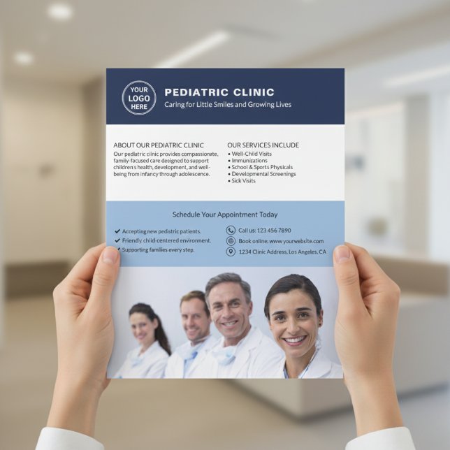 Flyer Pediatric Clinic Custom Logo Photo QR (Pediatric Clinic Custom Logo Photo QR Flyer)