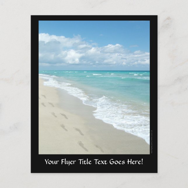 Flyer Pegadas em White Sandy Beach, Scense Aqua Blue (Frente)