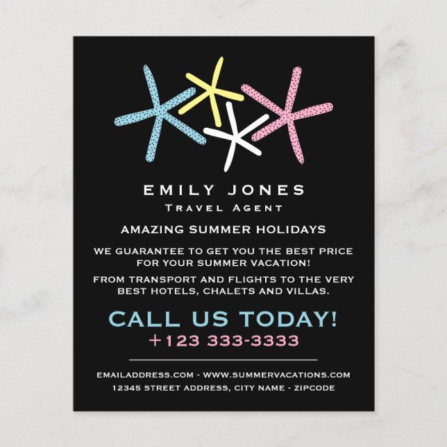 Flyer Peixe-estrela de praia colorida, propaganda de age (Frente)