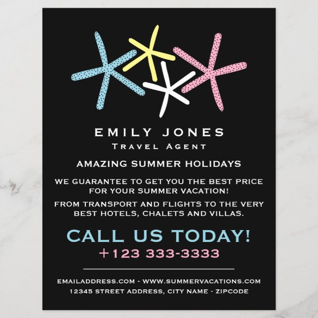 Flyer Peixe-estrela de praia colorida, propaganda de age (Frente)