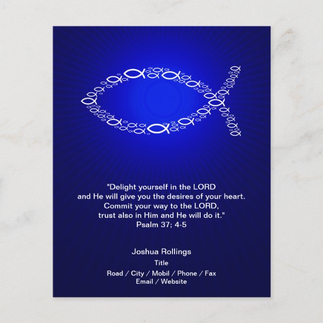 Flyer Peixes Cristãos sobre fundo azul marinho (Frente)