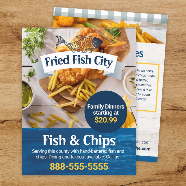 Flyer Peixes e Chips | Restaurante de frutos do mar | Mo (Criador carregado)
