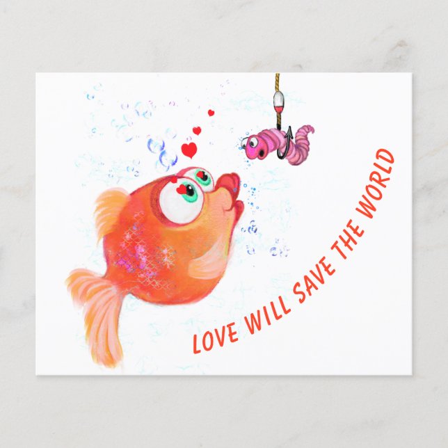 Flyer Peixes e vermes voadores amam cartoons românticos (Frente)