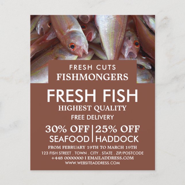 Flyer Peixes, Fishmonger/Esposa, Publicidade No Mercado  (Frente)