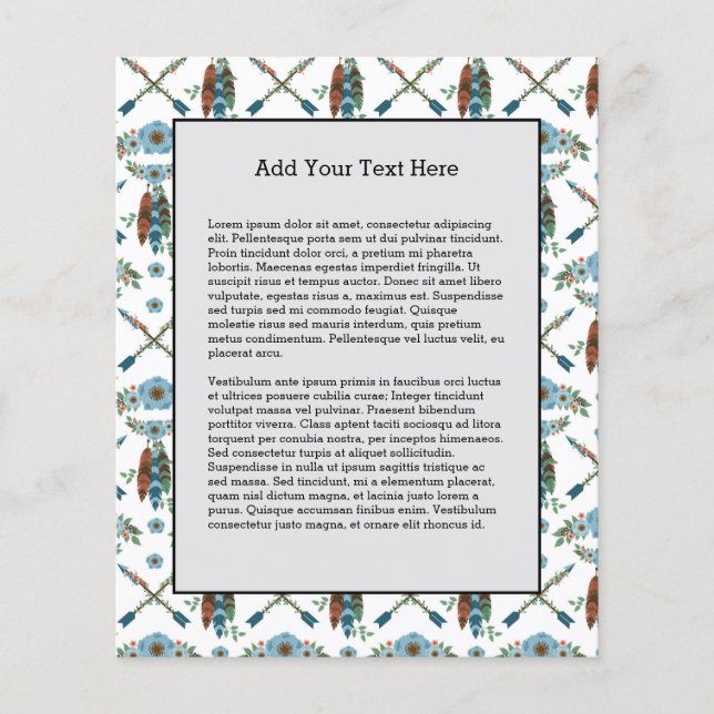 Flyer Penas Boêmicas Flores Azuis Dreamcatcher (Frente)