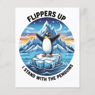 Flyer Penguin Engraçado Resiste Protesto Contra Tarrifs