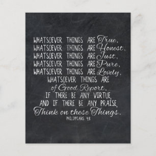 Flyer Pense na escritura cristã da bíblia destas coisa