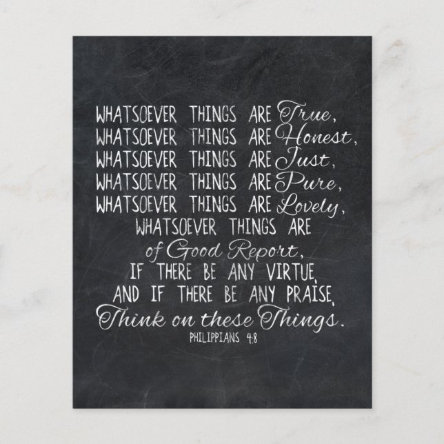 Flyer Pensem nessas coisas, Escritura de Bíblias Cristã (Frente)