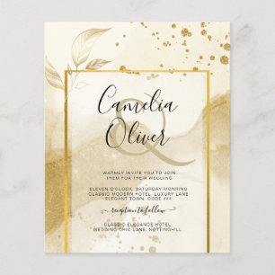 Flyer Pérola Dourada CASAMENTO TINTA Alcoólica Abstrata 