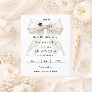 Flyer Pérolas de arco de marfim Festa de formatura Salve