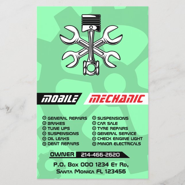 Flyer Personalizado para reparo automático mecânico móve (Frente)