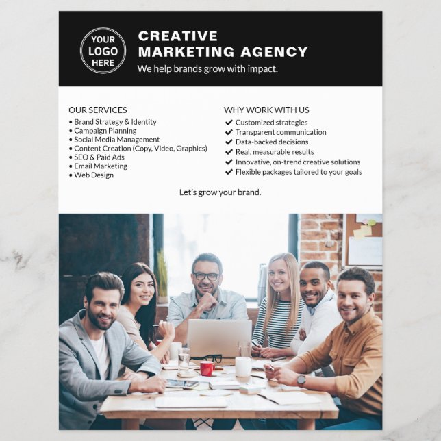 Flyer Personalizar logotipo Foto do Marketing QR Empresa (Frente)