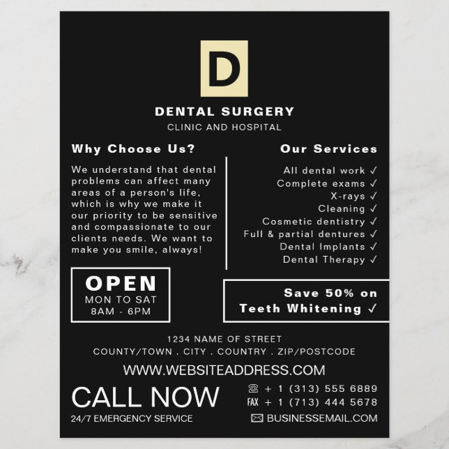 Flyer Personalized Logo, Dentistry, Dentist Advertising (Frente)