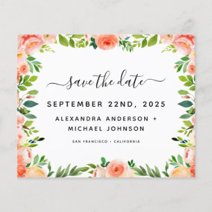 Flyer Pêssego Coral de Orçamento Salvar o Convite de Dat