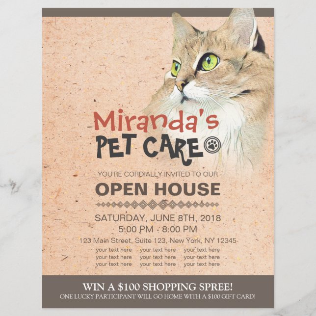 Flyer Pet Care Grooming Compra Pet Beaut Salon Open Hous (Frente)