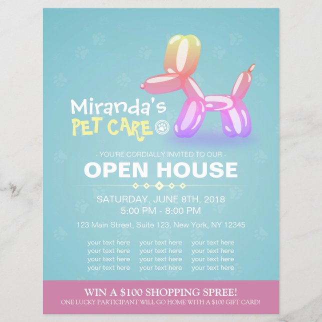 Flyer Pet Care Grooming Compra Pet Beaut Salon Open Hous (Frente)