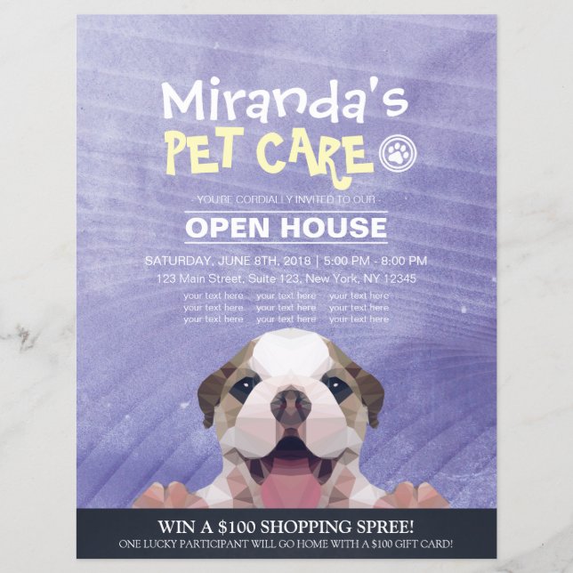 Flyer Pet Care Grooming Compra Pet Beaut Salon Open Hous (Frente)