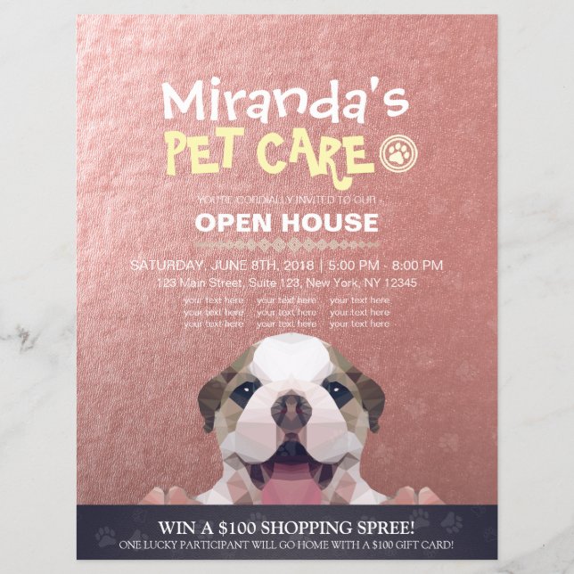 Flyer Pet Care Grooming Compra Pet Beaut Salon Open Hous (Frente)