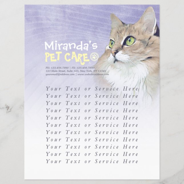 Flyer Pet Care Sentando Banho Alinhando Gato Salão (Frente)