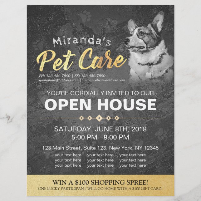 Flyer Pet Compre Casa Aberta Pintura de Óleo de Cão Negr (Frente)