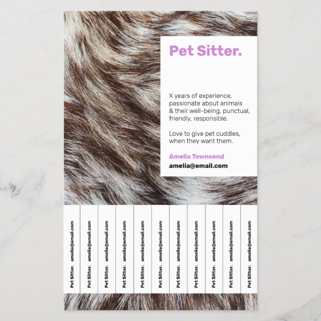 Flyer Pet Sitter Service Ad Modern Purple Trendent Desig (Frente)