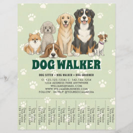 Flyer Pet Sitting Dog Walker Custom Promotional Green