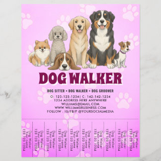 Flyer Pet Sitting Dog Walker Promotional Vibrant Pink