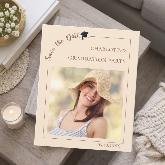 Flyer Photo champagne Graduation Save the Date (Criador carregado)