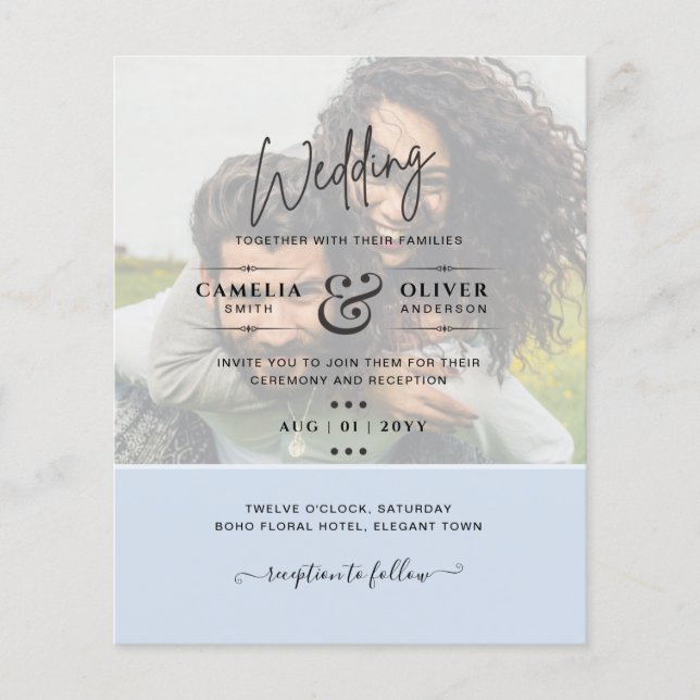 Flyer PHOTO WEDDING INVITATION Budget Overlay Text LeahG (Frente)