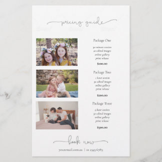 Flyer Photography Price List Pricing Guide Marketing