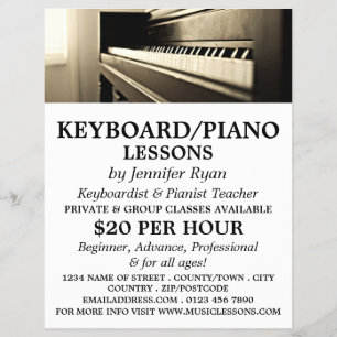 Flyer Piano Clássico, Teclado, Lições de Piano