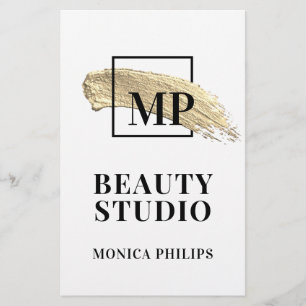 Flyer Pincel abstrato dourado branco