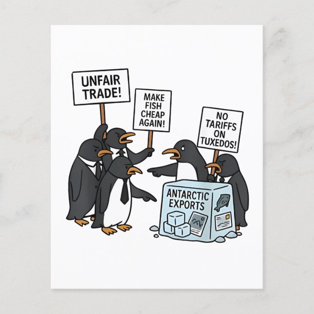 Flyer Pinguins contra Tarifas Anti Trump (Frente)