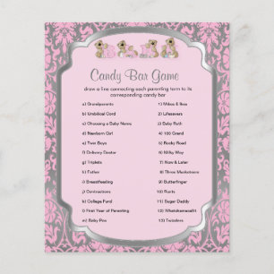 Flyer Pink and Silver Damask Teddy Bears - Candy Game