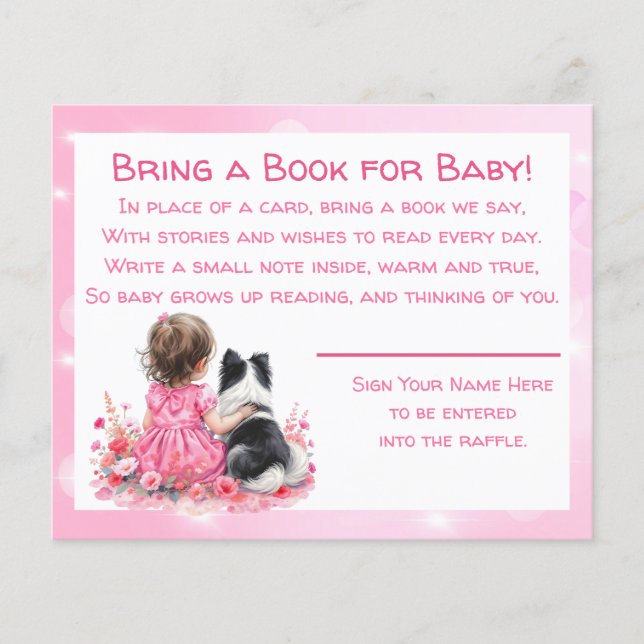 Flyer Pink Baby Shower Bring a Book for Baby (Frente)