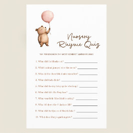 Flyer Pink Balloon Bear Nursery Rhyme Quiz Game for Baby
