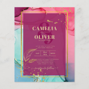 Flyer PINK Intenso Turquesa OURO CASAMENTO Tinta Alcoóli