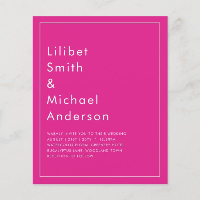 Flyer PINK Modern Core Weding (Frente)