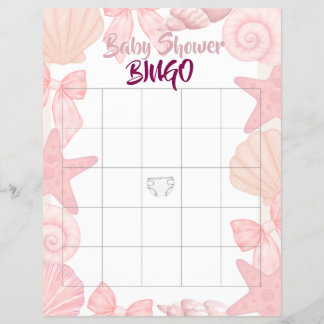 Flyer Pink Sea You Soon Baby Shower Bingo