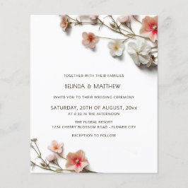 Flyer Pink White 3D Wildflowers BUDGET Wedding