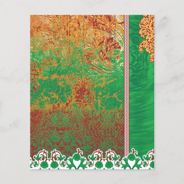 Flyer pintura de um campo verde com uma borda laranja (Frente)