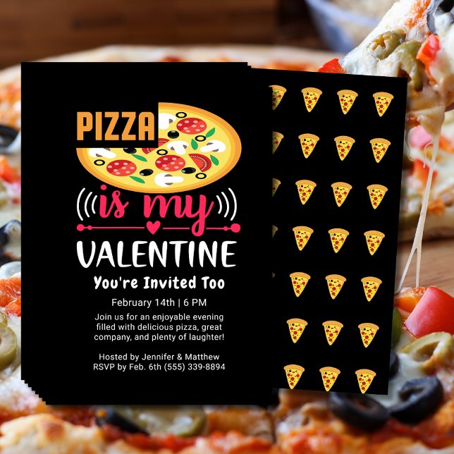 Flyer Pizza É Meu Namorado Festa Divertida (Pizza Is My Valentine Funny Party Flyer)