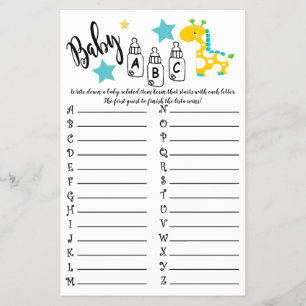 FLYER PLACA DE JOGO DE CHÁ DE FRALDAS ABC COLORIDA GIRA