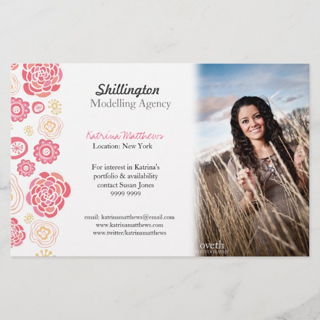 Flyer Placa de Promocional de Modelo Stylist para Modela (Frente)