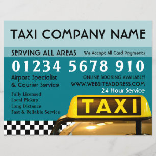 Flyer Placa de Táxi com Lista de Preços de Publicidade