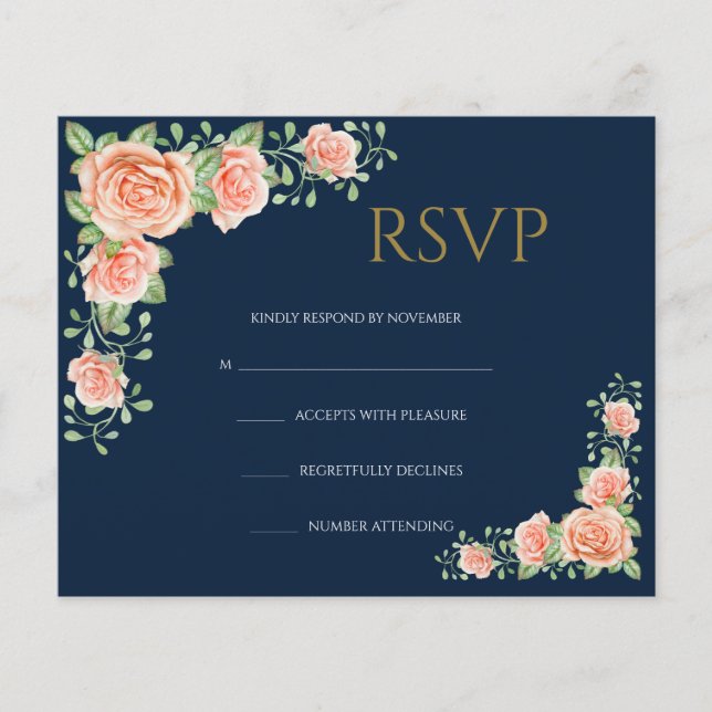 Flyer Placa RSVP de Casamento Floral (Frente)